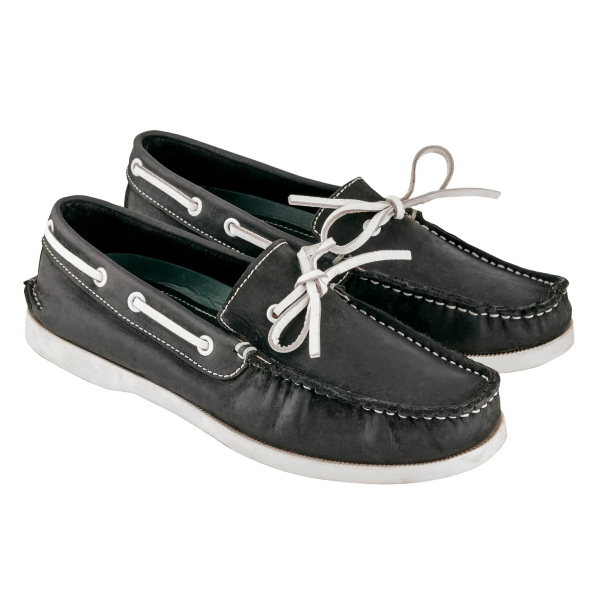 Pure Leather Black Boat Shoes - INS VIRAT, BOAT116NUBLK