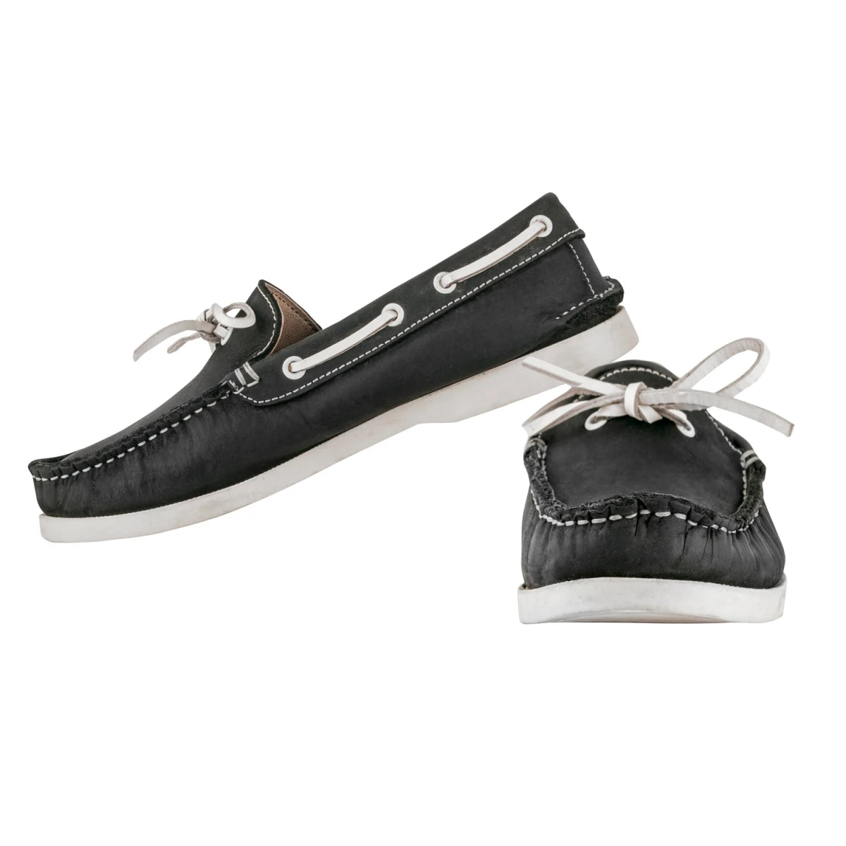 Pure Leather Black Boat Shoes - INS VIRAT, BOAT116NUBLK