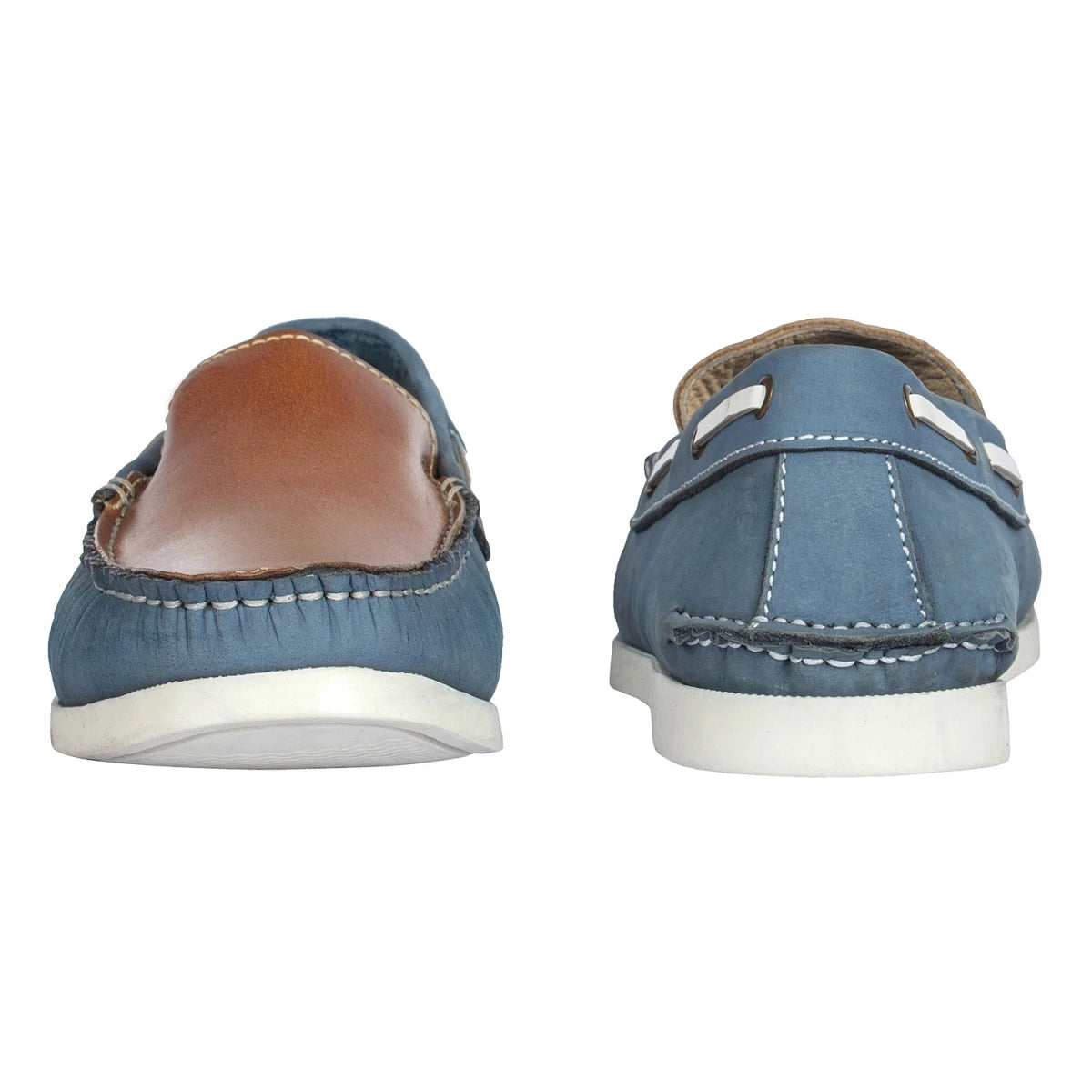 TZARO Genuine Leather Boat Shoe - Blue Akagi, BOAT182NBTan