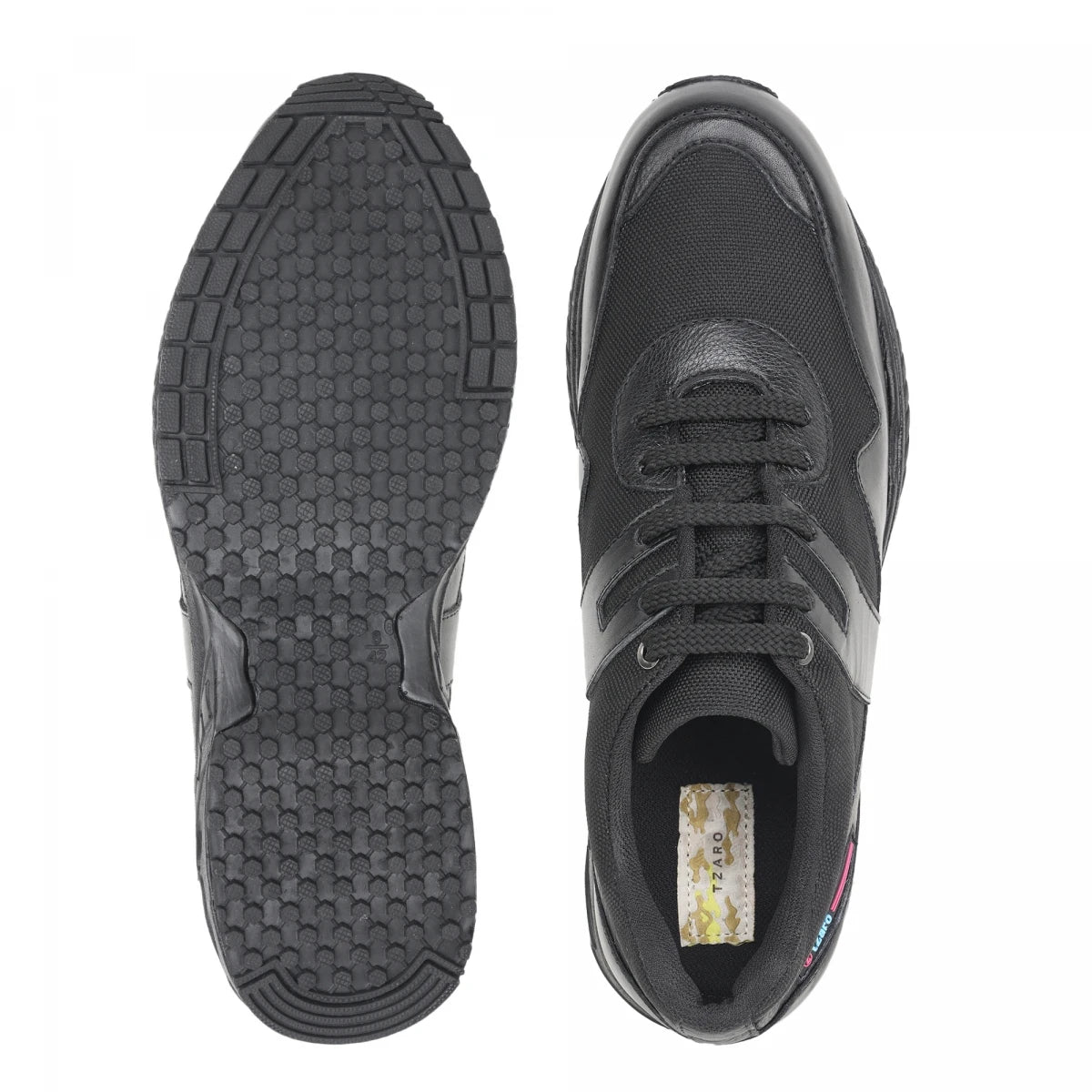 Pure Leather Black Sports Shoes with Rubber Outsole - BOLTPAN