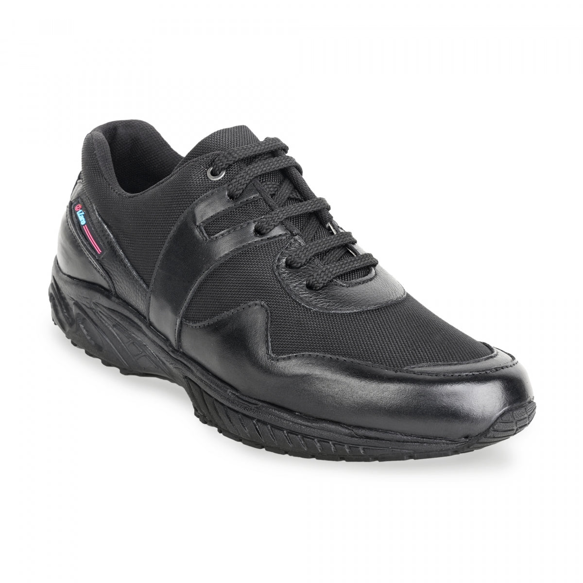 Pure Leather Black Sports Shoes with Rubber Outsole - BOLTPAN