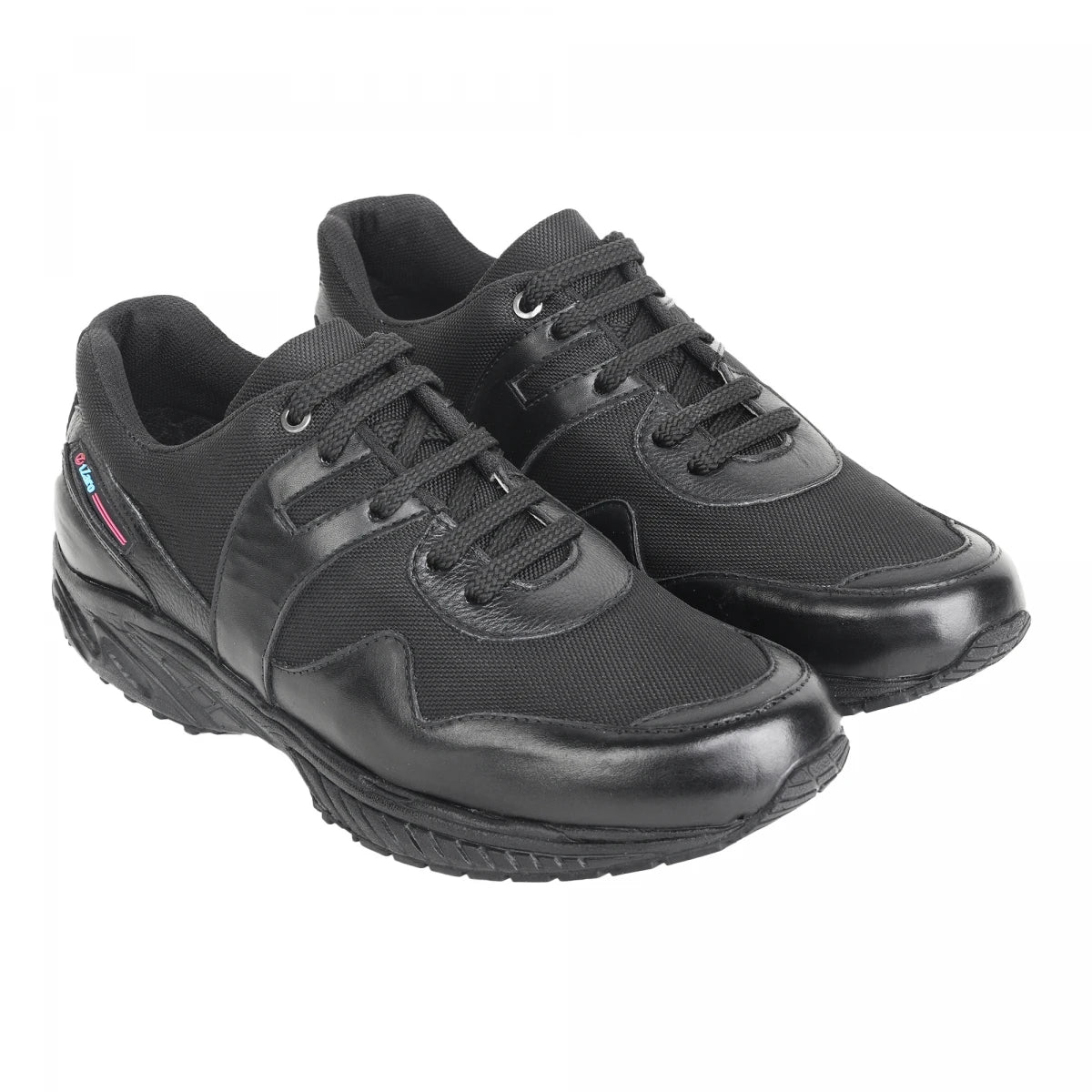 Pure Leather Black Sports Shoes with Rubber Outsole - BOLTPAN