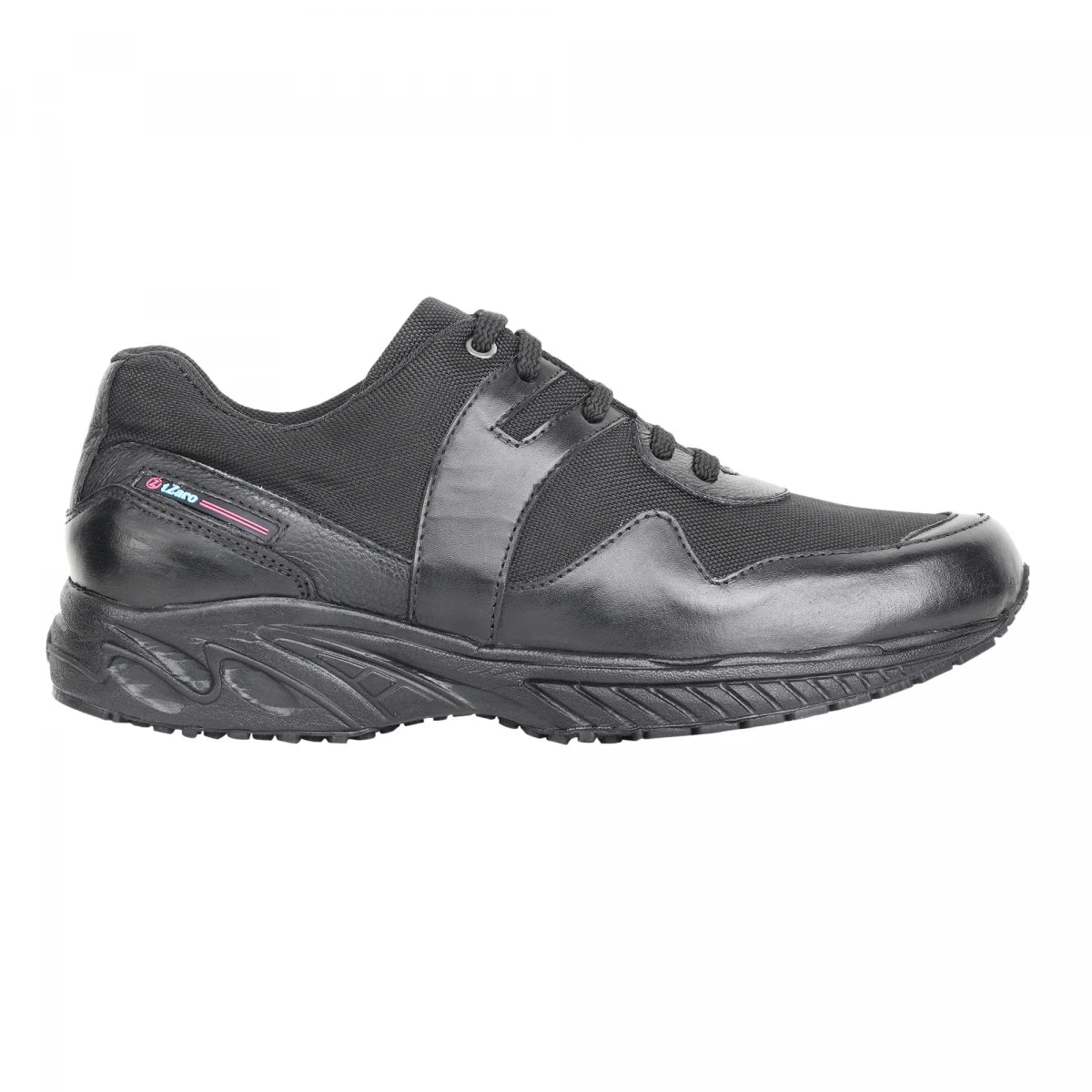 Pure Leather Black Sports Shoes with Rubber Outsole - BOLTPAN