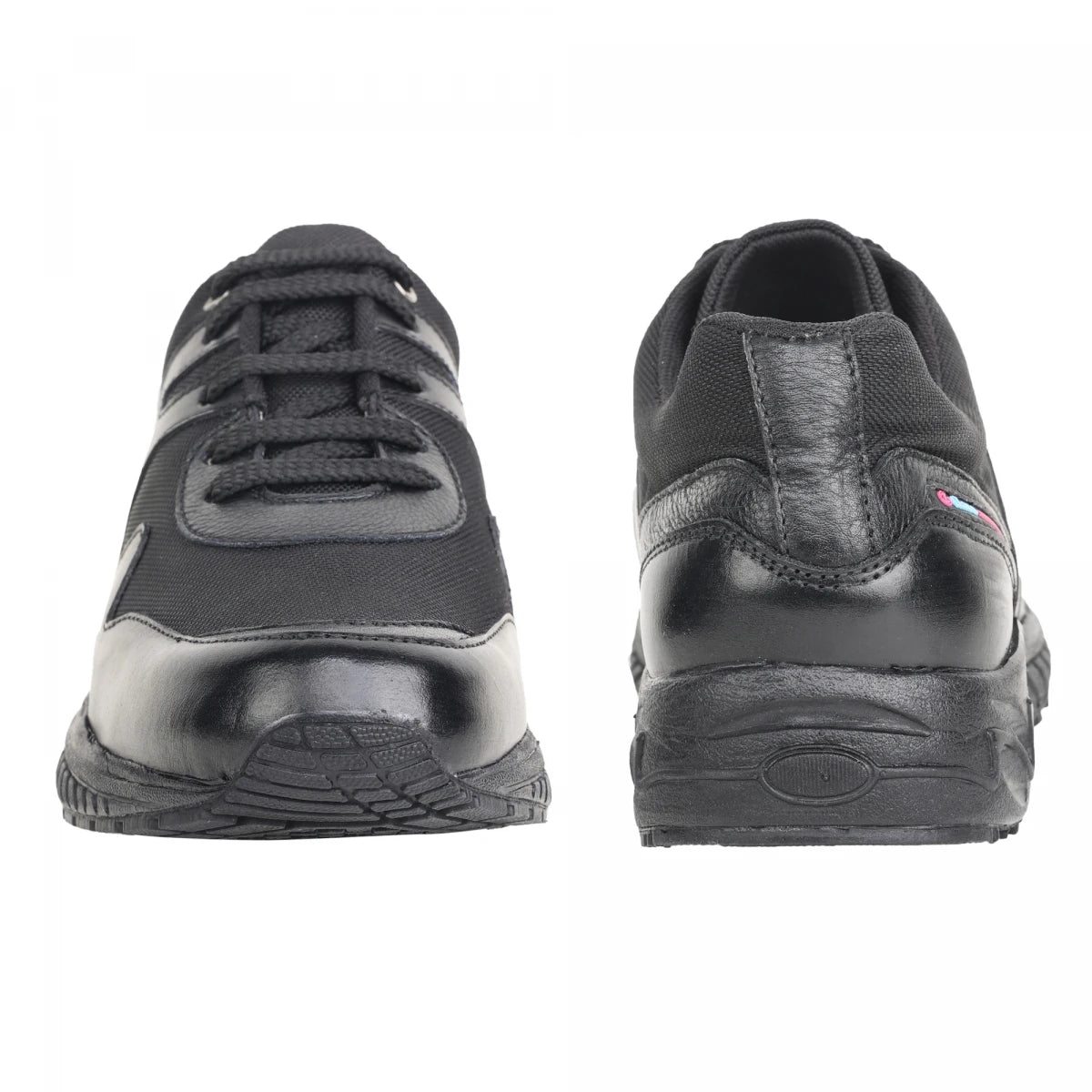 Pure Leather Black Sports Shoes with Rubber Outsole - BOLTPAN