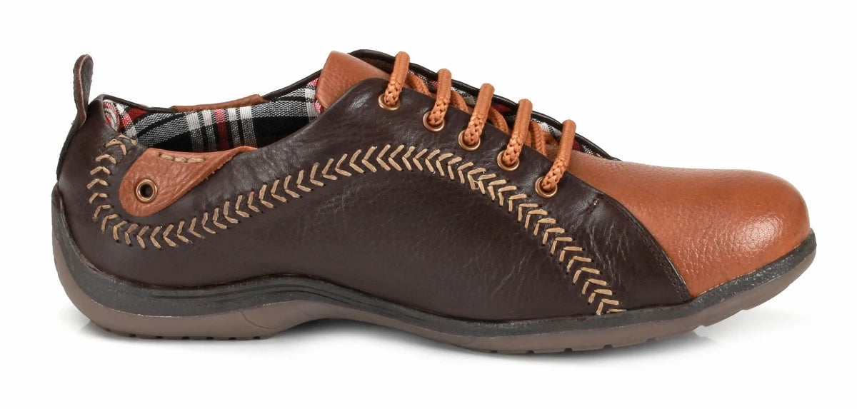 Pure Leather Brown & Tan Sneakers - Chicago, BON1402CHCTAN