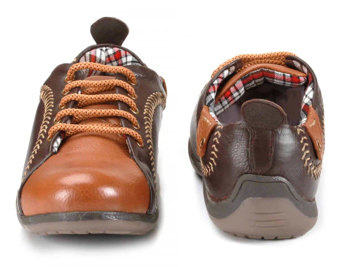 Pure Leather Brown & Tan Sneakers - Chicago, BON1402CHCTAN
