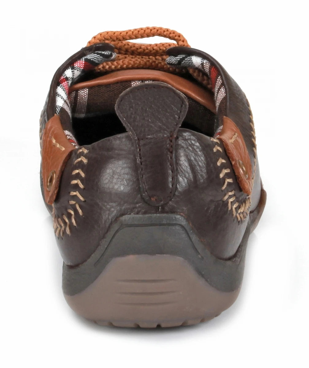 Pure Leather Brown & Tan Sneakers - Chicago, BON1402CHCTAN
