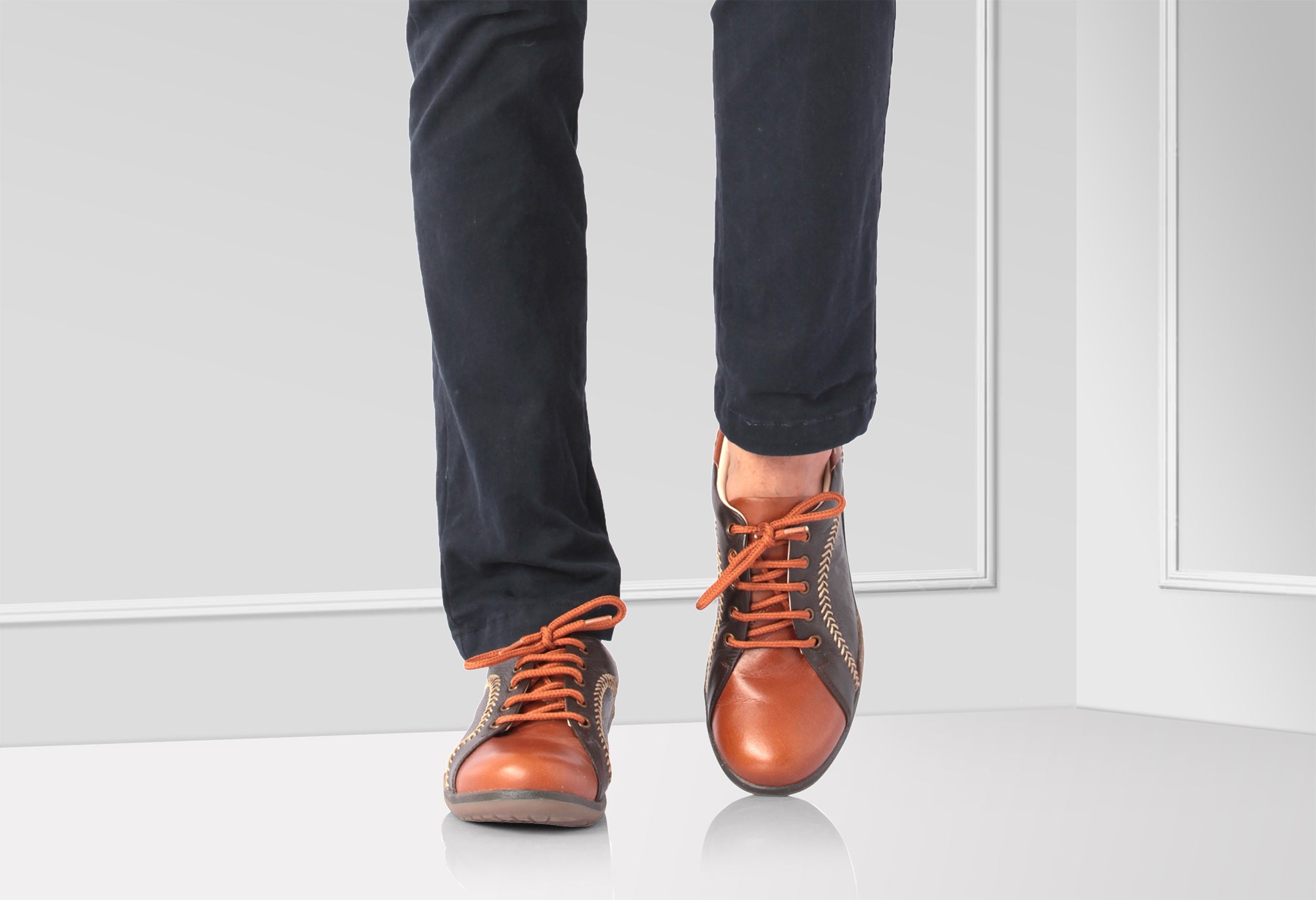 Pure Leather Brown & Tan Sneakers - Chicago, BON1402CHCTAN - Showcase Image 1