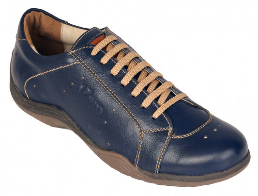 Navy blue leather casual shoes