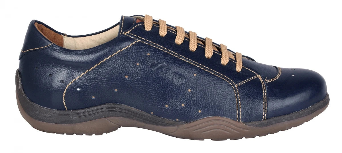 Pure Leather Navy-Blue Sneakers - Hagen, BON1403SANBLU
