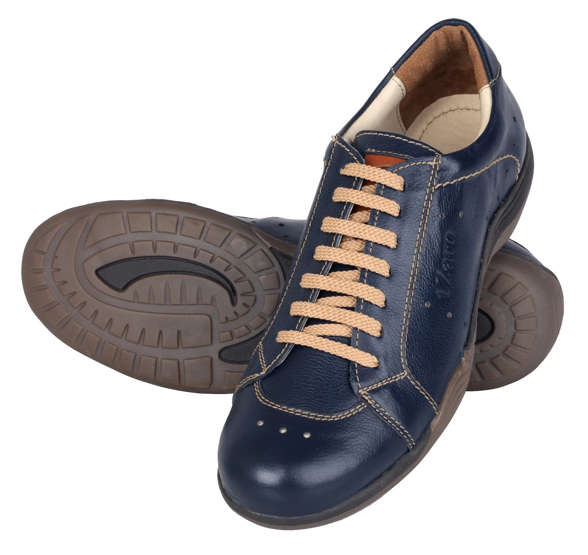 Pure Leather Navy-Blue Sneakers - Hagen, BON1403SANBLU
