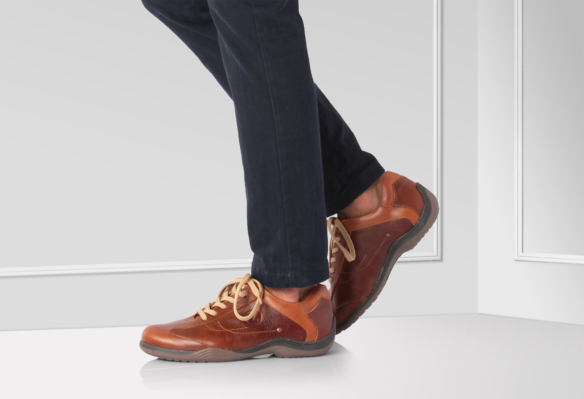 Pure Leather Tan Sneakers - Vito C, BON1404TORTAN - Showcase Image 1