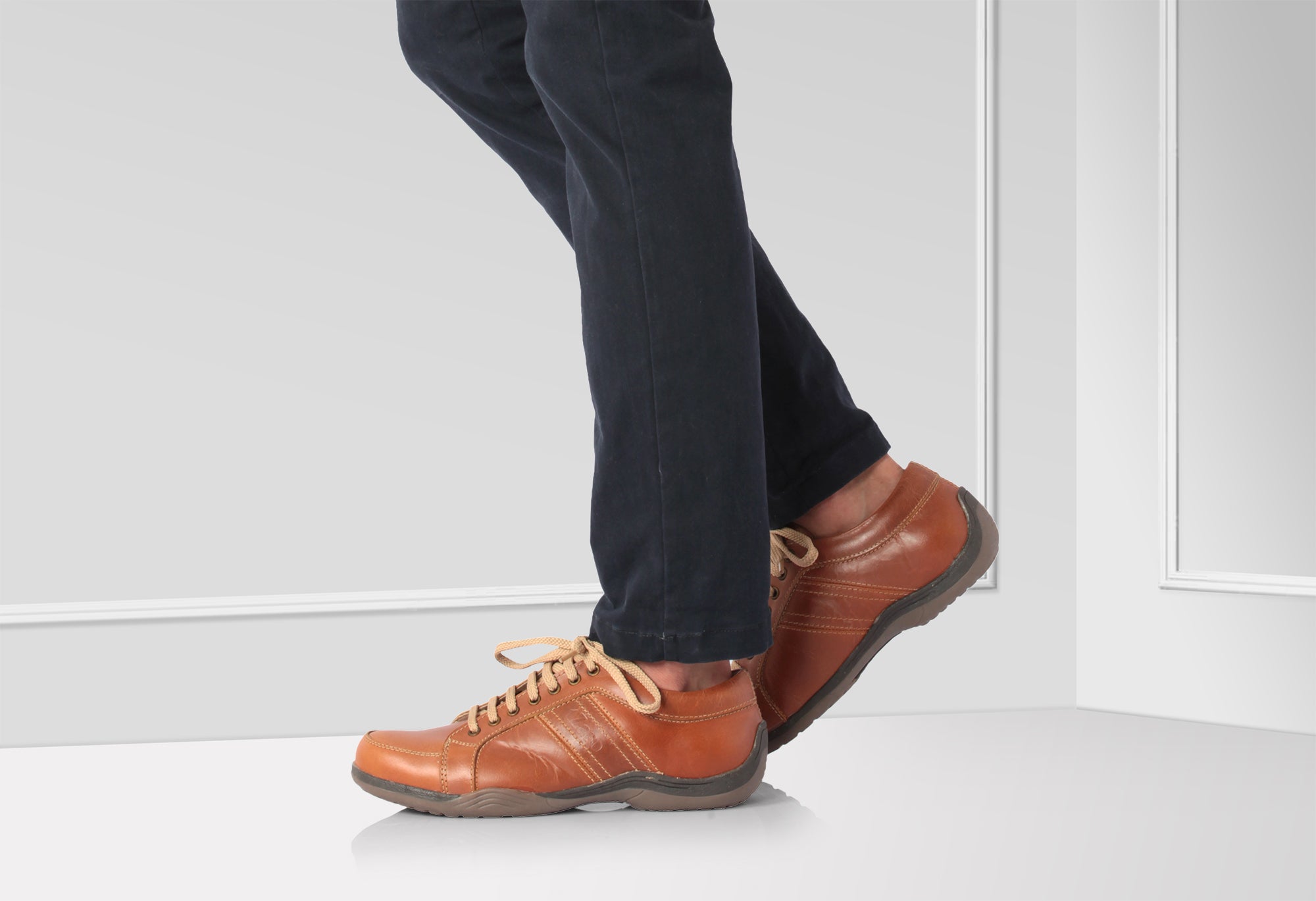 Pure Leather Tan Sneakers - Clemenza, BON1405TUVTAN - Showcase Image 1