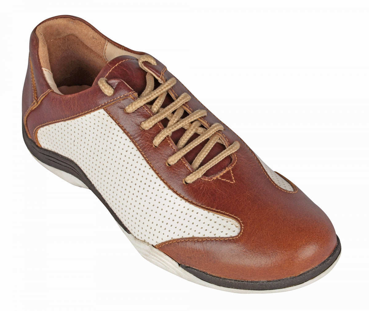 White & Tan Leather Sneakers