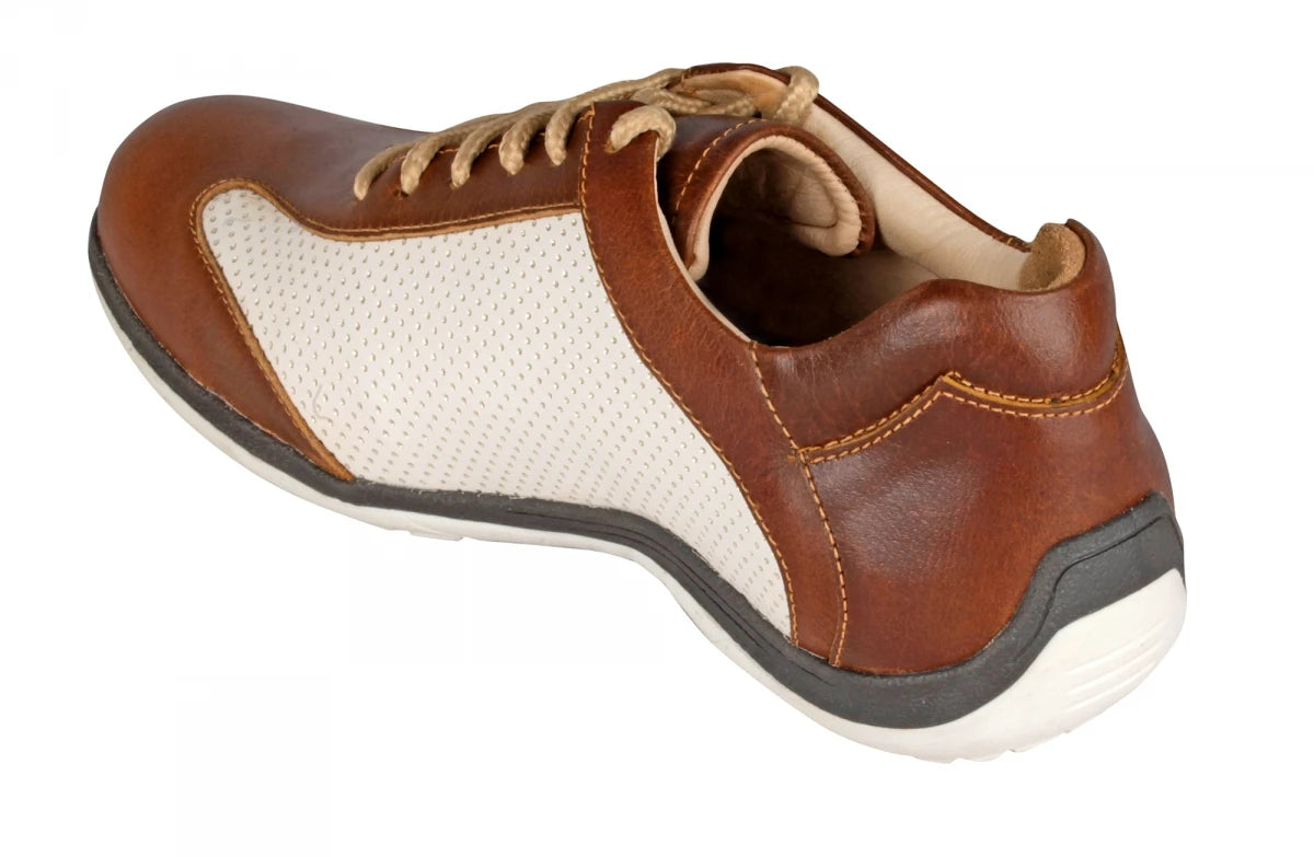 Pure Leather Tan & White Sneakers - Dublin, BON1411WHTAN