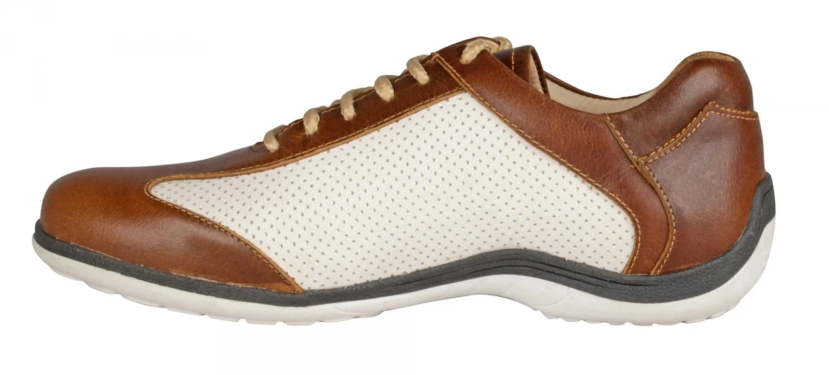 Pure Leather Tan & White Sneakers - Dublin, BON1411WHTAN