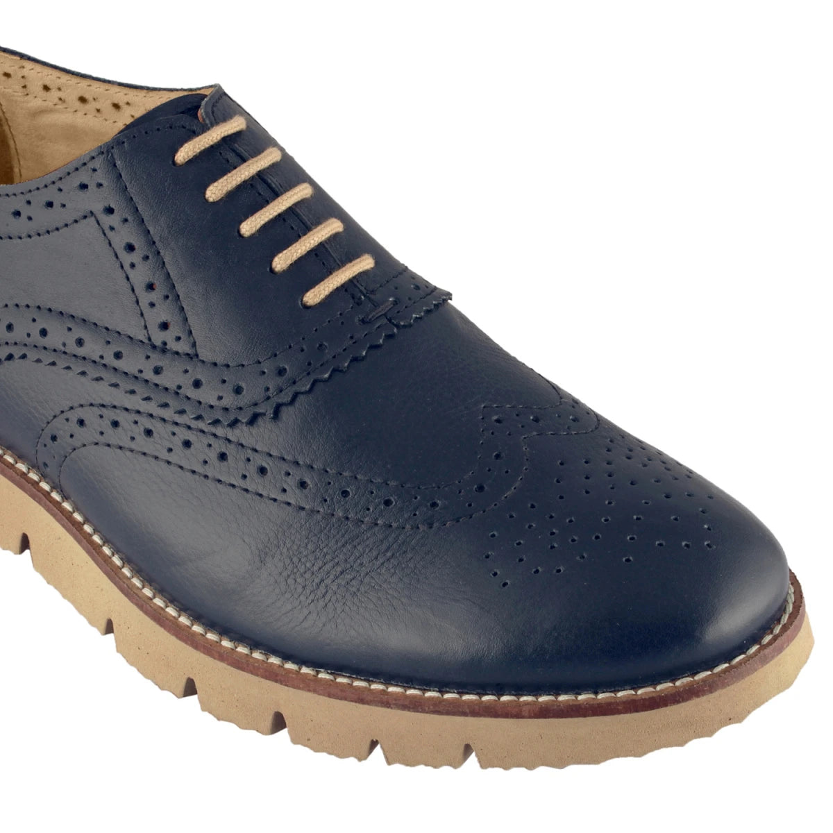 Pure Leather , Super-Light, Navy-Blue Brogues - Martini, BRG7723NAV
