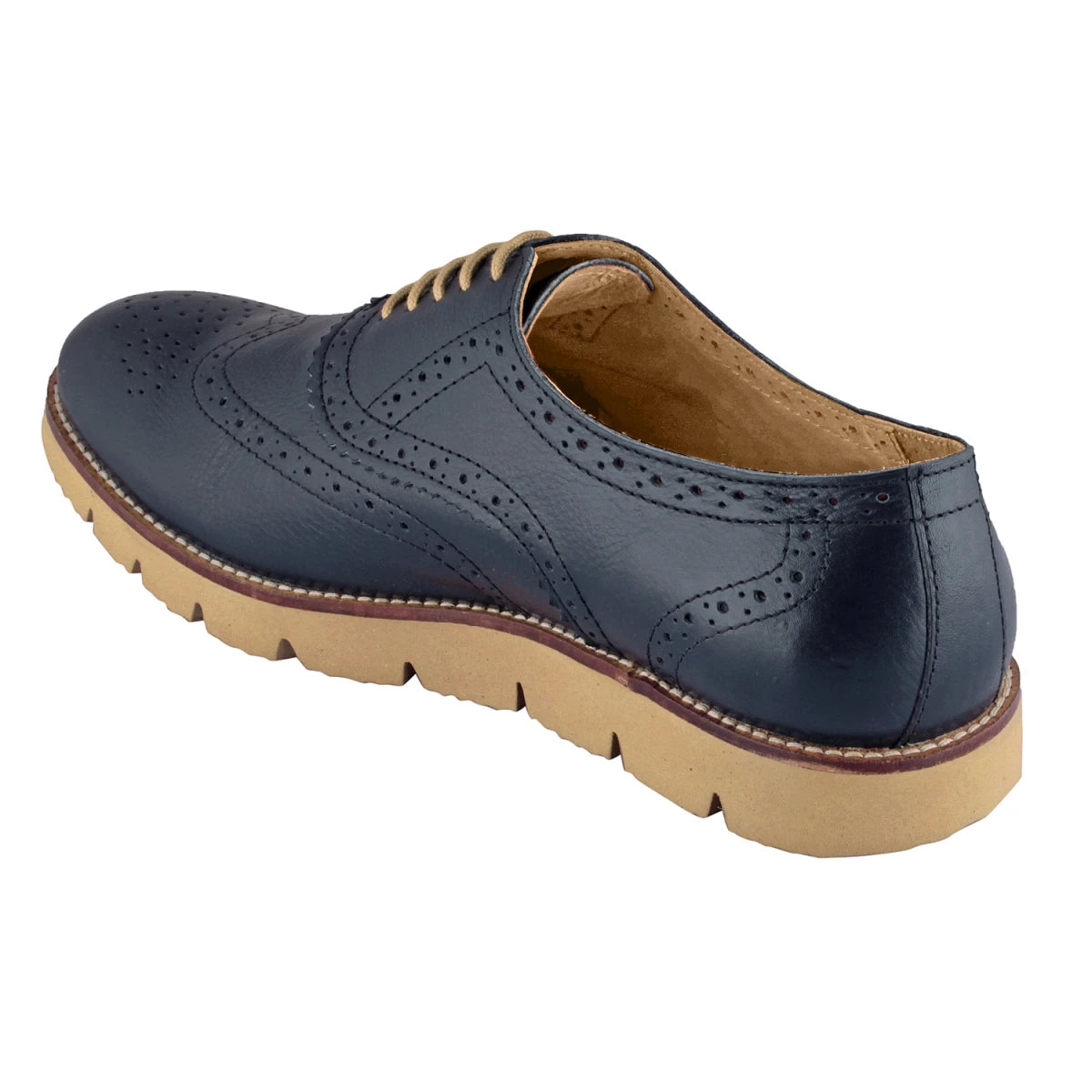 Pure Leather , Super-Light, Navy-Blue Brogues - Martini, BRG7723NAV
