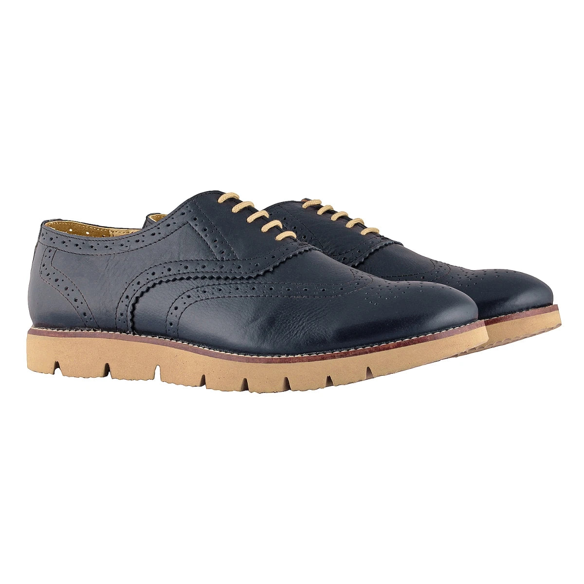 Pure Leather , Super-Light, Navy-Blue Brogues - Martini, BRG7723NAV