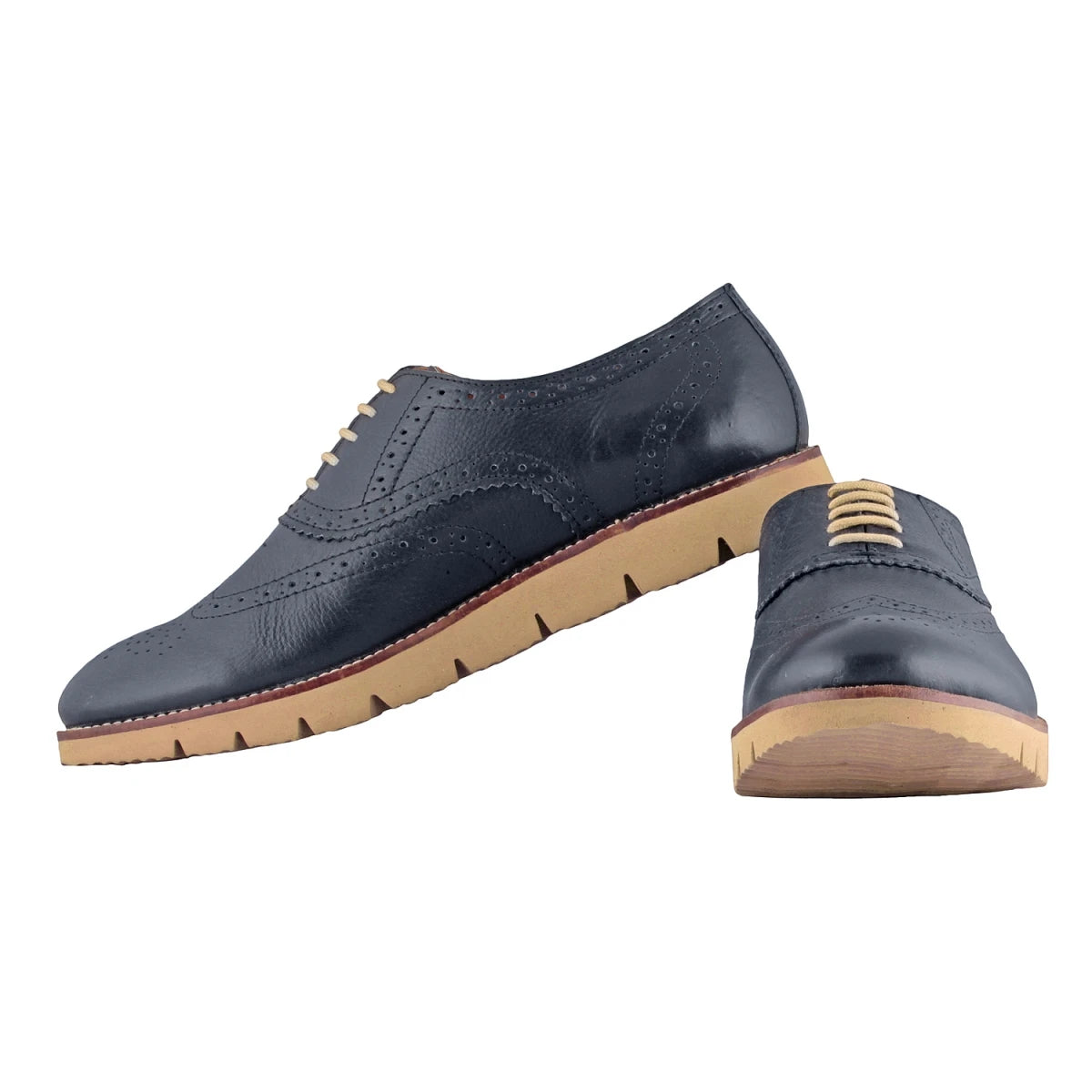 Pure Leather , Super-Light, Navy-Blue Brogues - Martini, BRG7723NAV