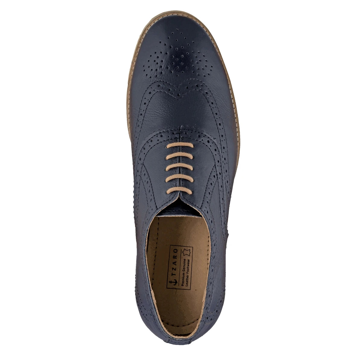 Pure Leather , Super-Light, Navy-Blue Brogues - Martini, BRG7723NAV