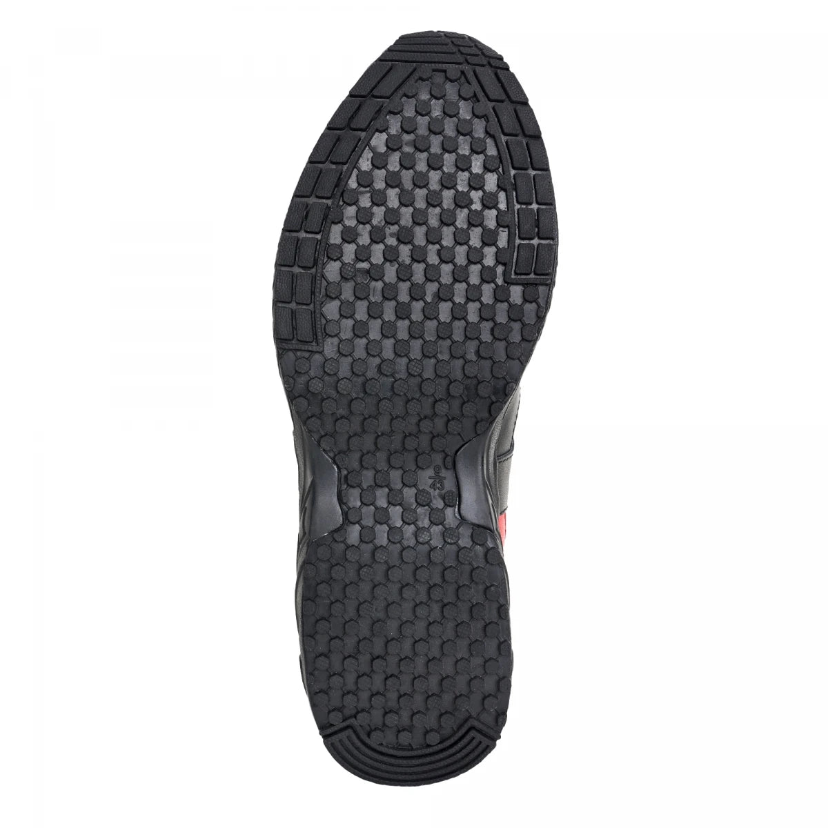 Pure Leather Black Sports Shoe with Rubber Outsole & touch of Red - BoltRDX