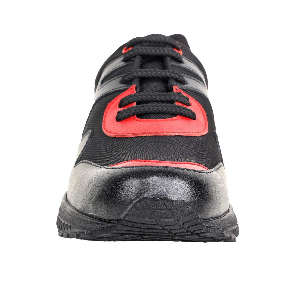 Pure Leather Black Sports Shoe with Rubber Outsole & touch of Red - BoltRDX