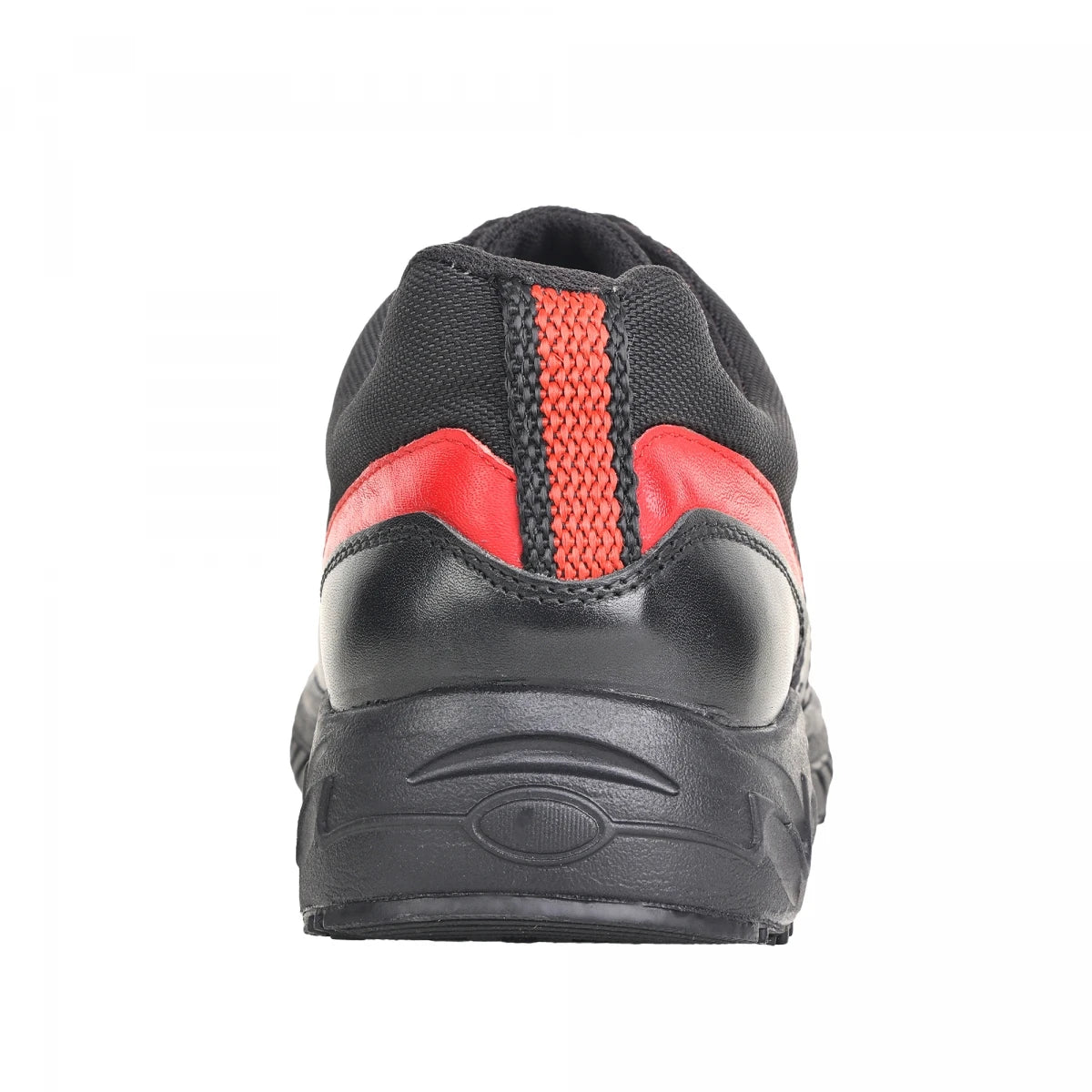 Pure Leather Black Sports Shoe with Rubber Outsole & touch of Red - BoltRDX