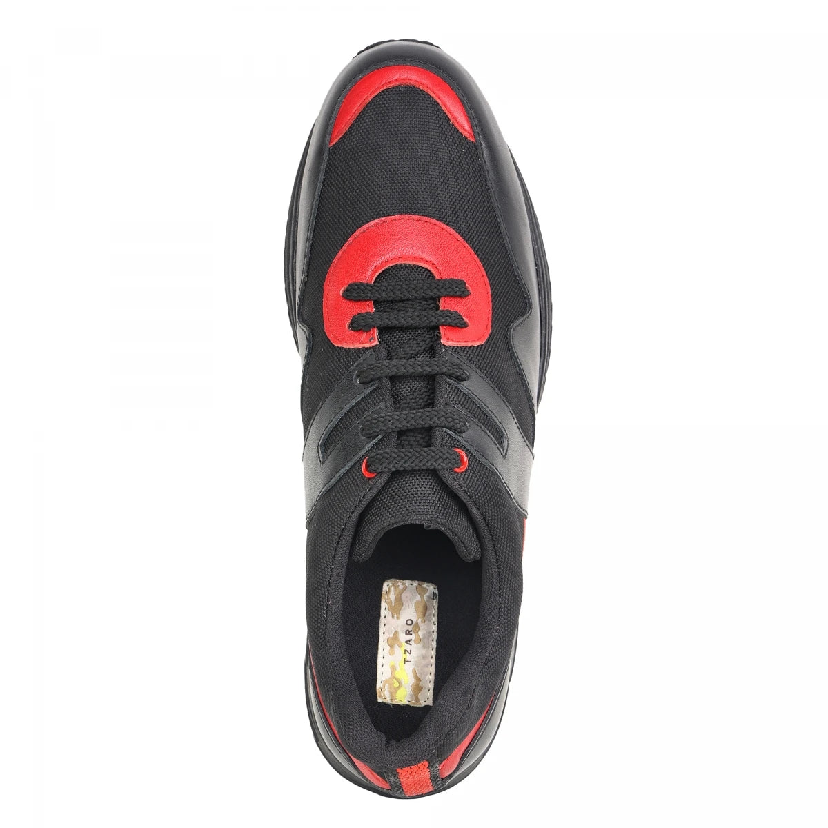 Pure Leather Black Sports Shoe with Rubber Outsole & touch of Red - BoltRDX
