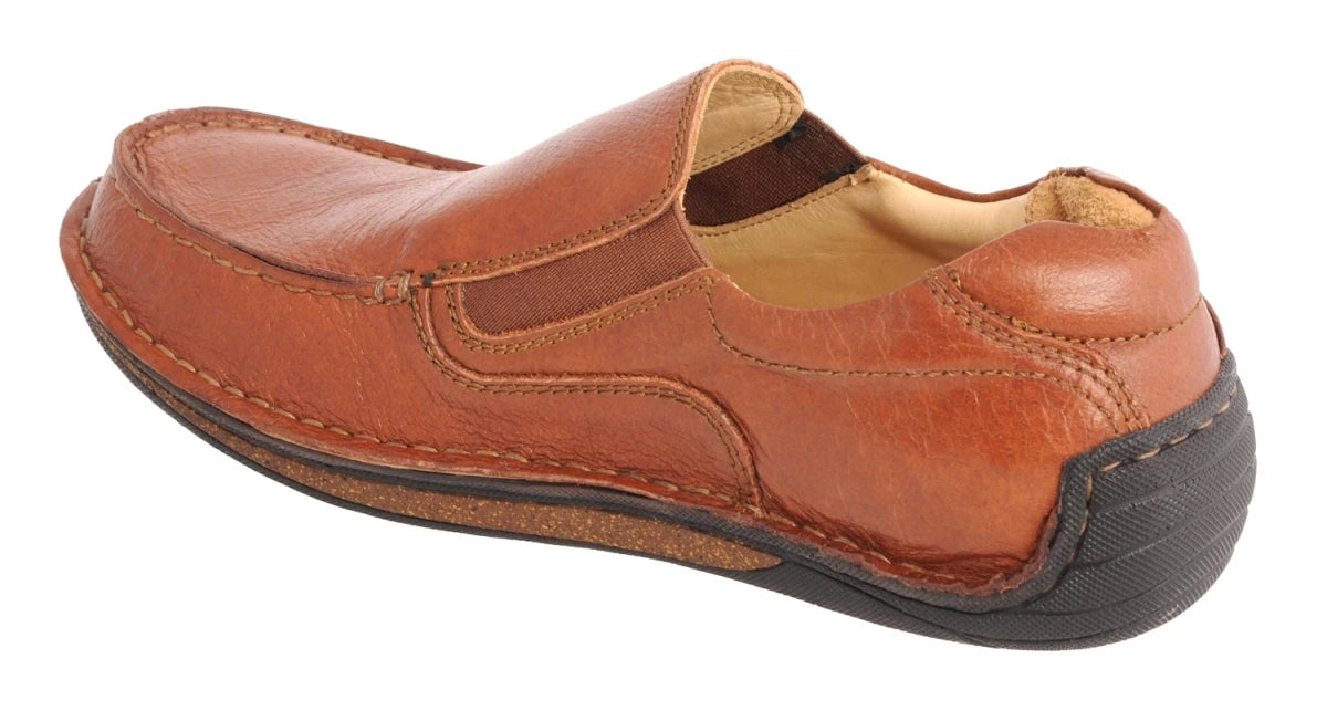Pure Leather Stitch-down Classic Tan Slip On Shoes - DM5501TANOP