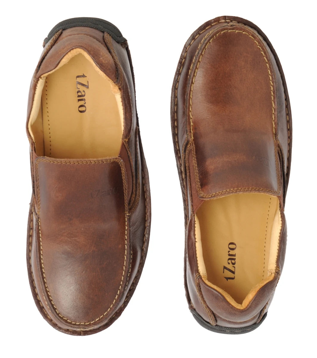 Pure Leather Stitch-down Classic Chocolate Color Slip On Shoes - DM5502DKCHC