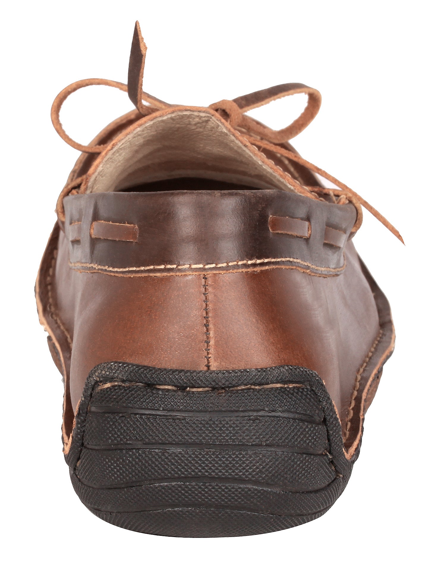 Pure Leather Dark Tan Stitch-Down Boat Shoes - Fredo