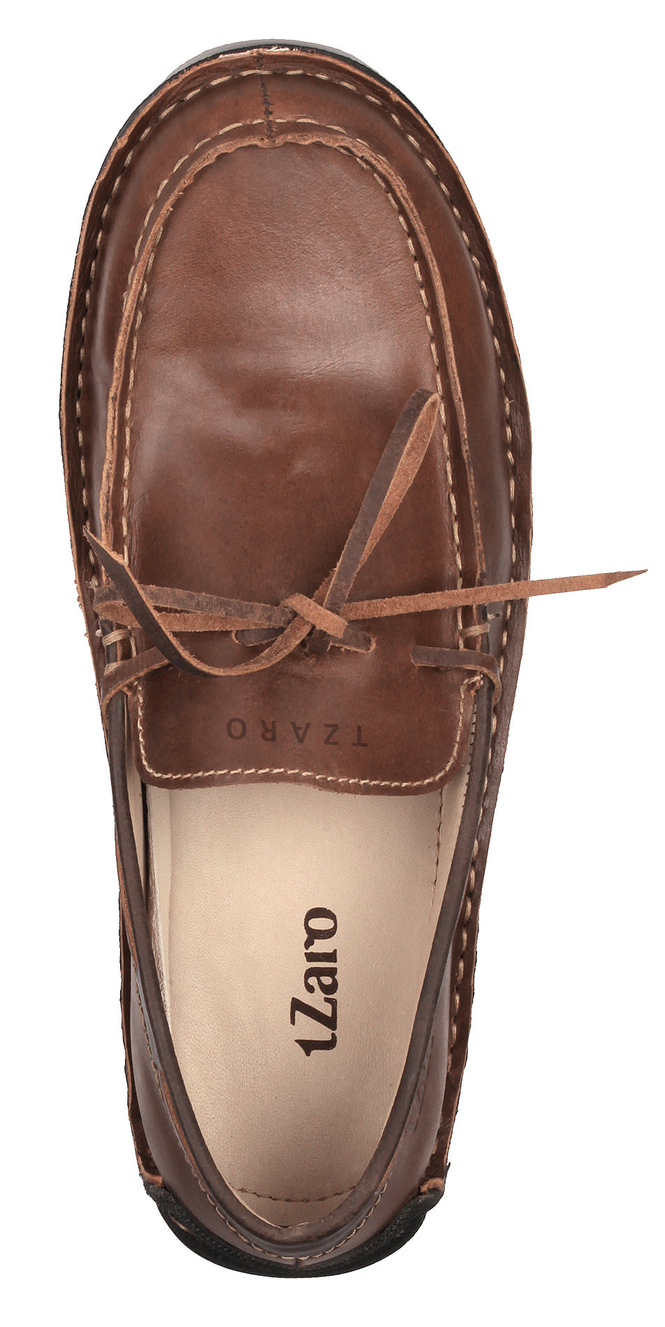 Pure Leather Dark Tan Stitch-Down Boat Shoes - Fredo