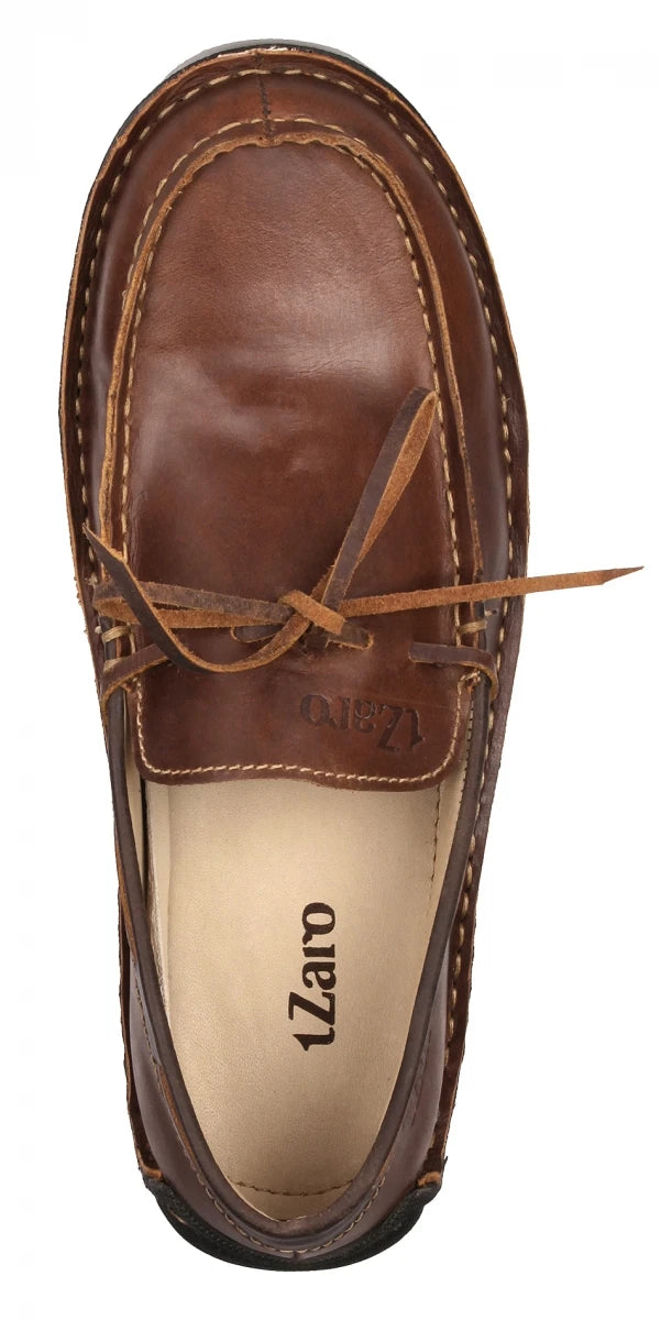 Pure Leather Dark Tan Stitch-Down Boat Shoes - Fredo