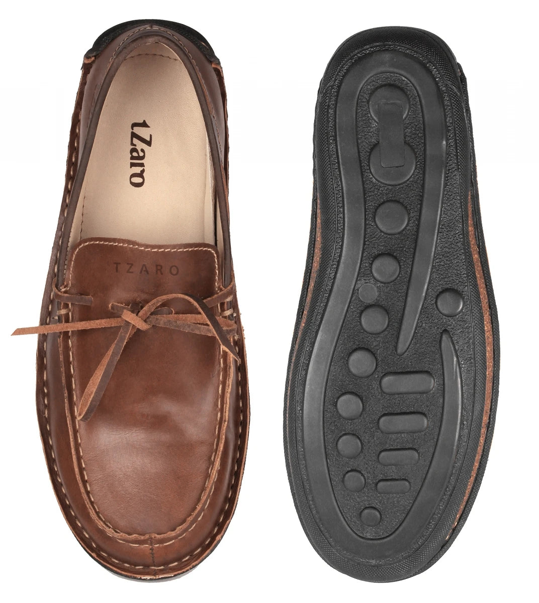 Pure Leather Stitch Down Boat Shoe - Fredo, DM5506BRWNOP