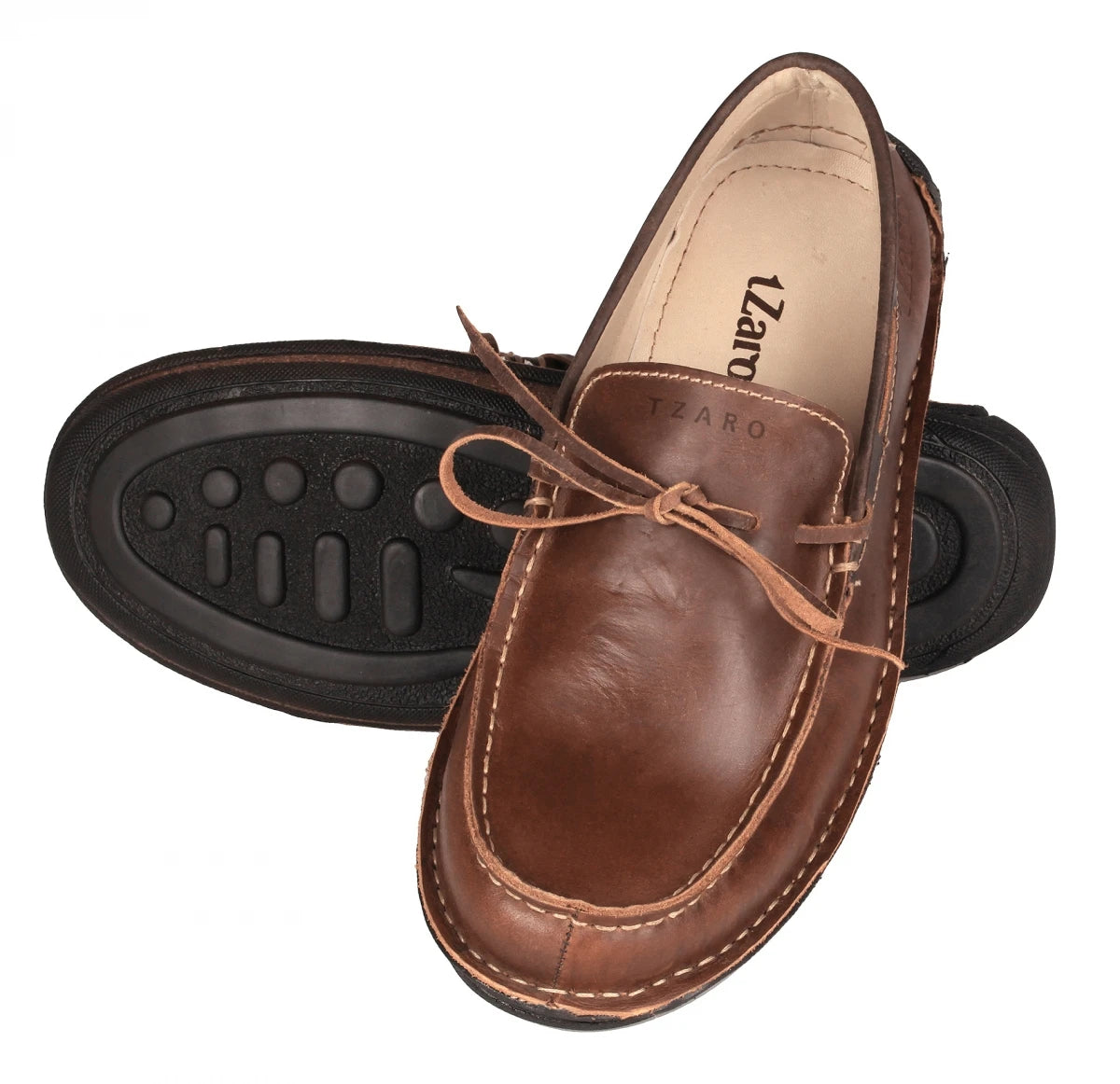 Pure Leather Stitch Down Boat Shoe - Fredo, DM5506BRWNOP