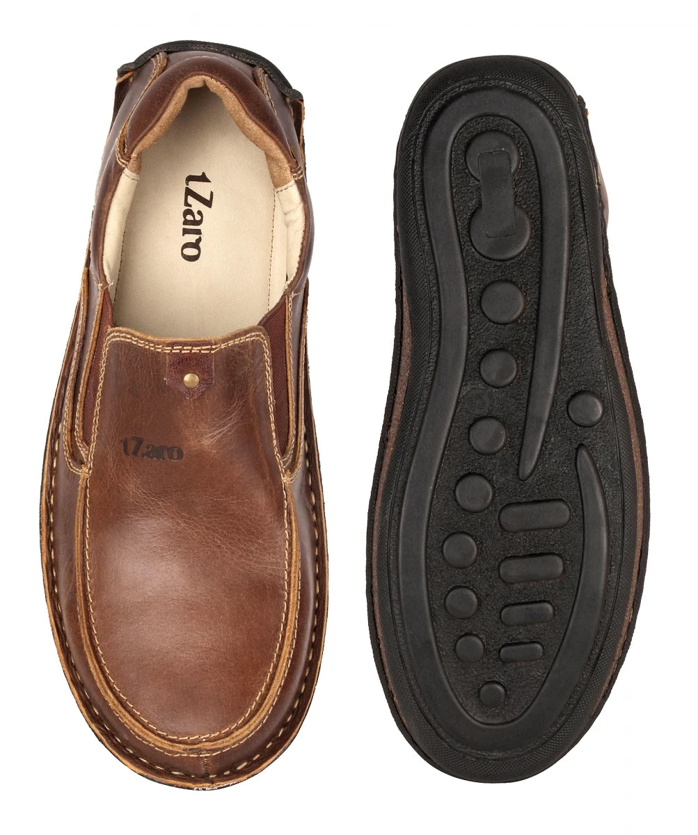 Pure Leather Dark Brown Classic Slip-on Shoes - Dr. Watson, DM5506ODNWOP