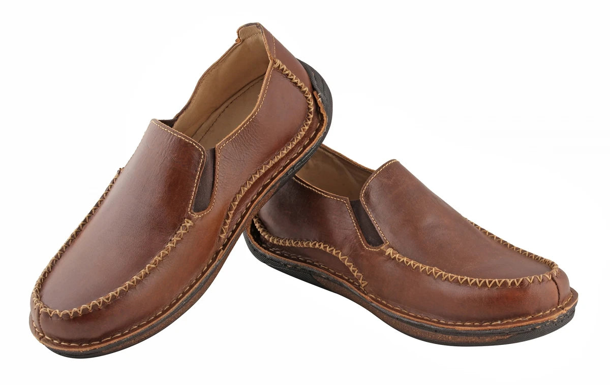 Pure Leather Brown Slip-on Shoes - Beaver, DM5507BRWBT
