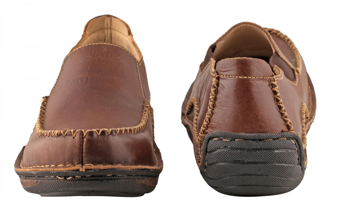 Pure Leather Brown Slip-on Shoes - Beaver, DM5507BRWBT