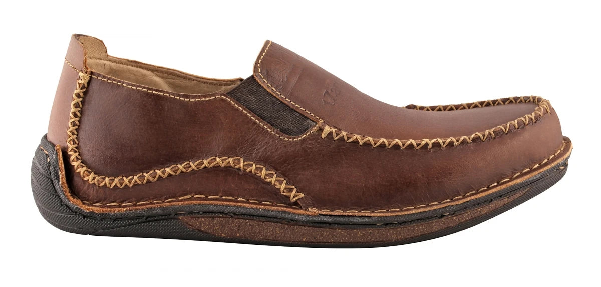 Pure Leather Brown Slip-on Shoes - Beaver, DM5507BRWBT