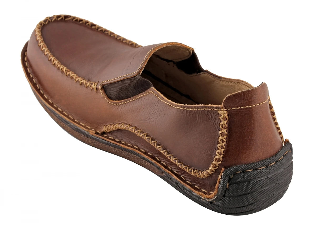 Pure Leather Brown Slip-on Shoes - Beaver, DM5507BRWBT