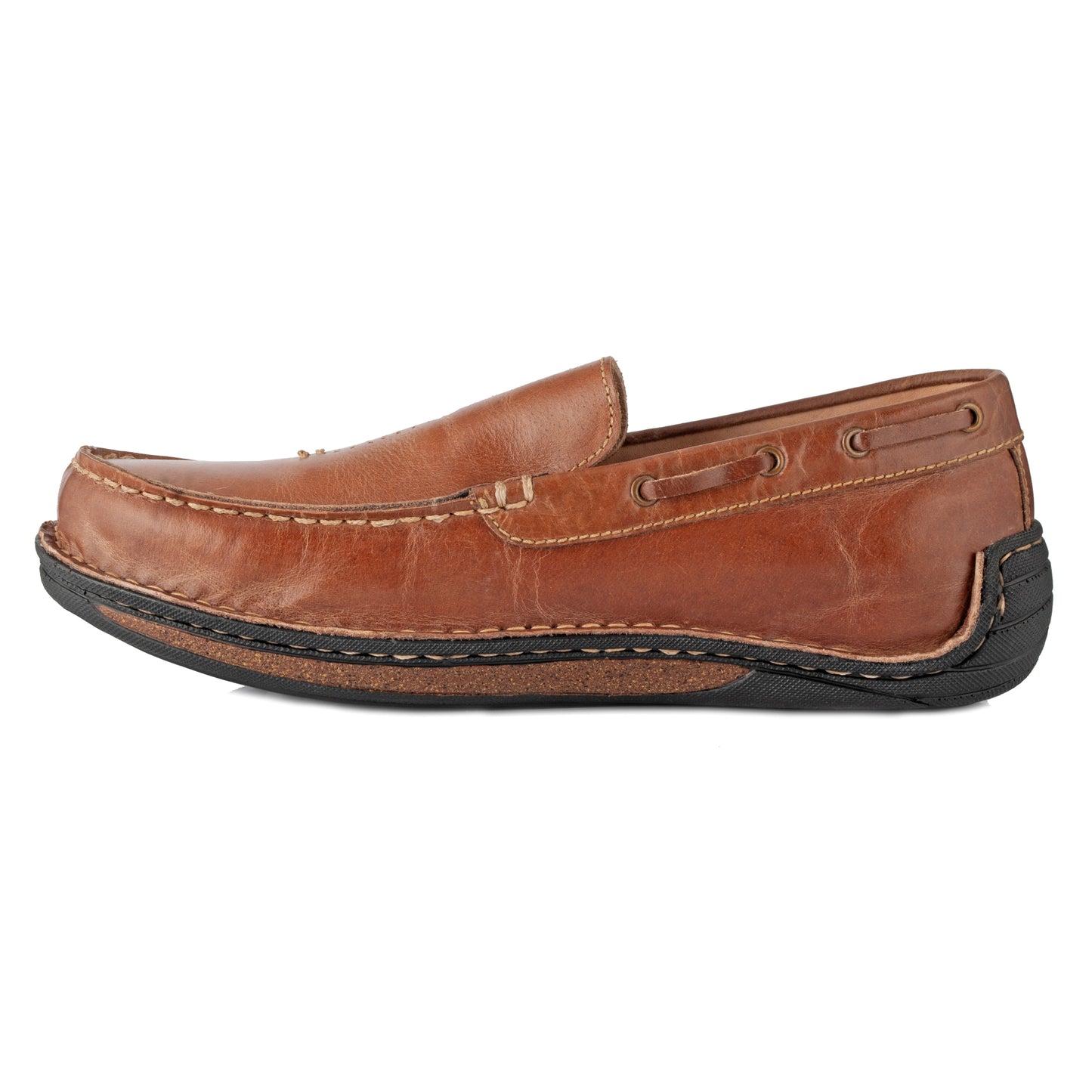 Pure Leather Stitch Down Boat Shoe - Columbus, DM5508YLSOL
