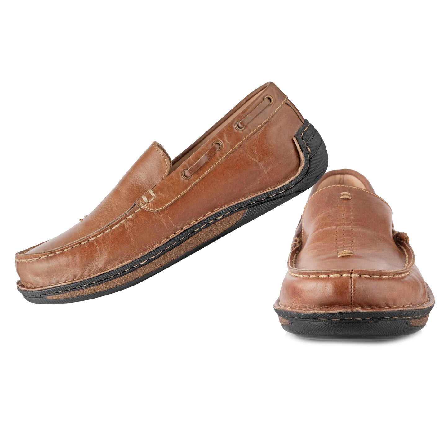 Pure Leather Stitch Down Boat Shoe - Columbus, DM5508YLSOL