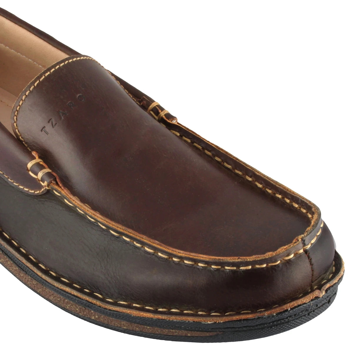 Pure Leather Brown & Black Stitch Down Boat Shoe - Bravia, DM5519BLOP