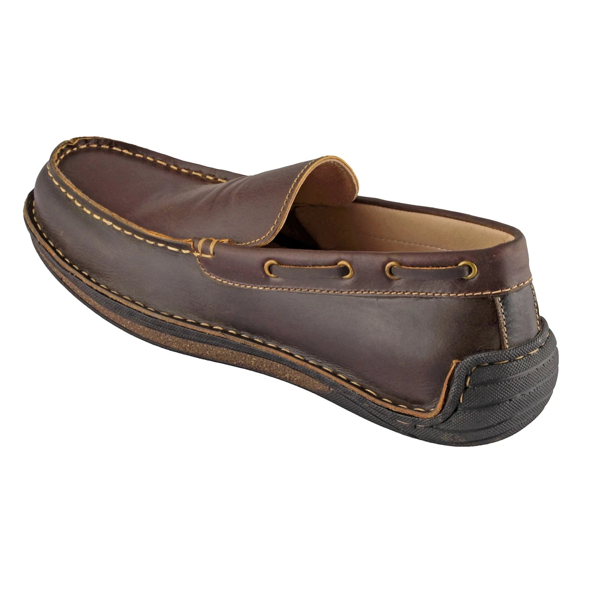 Pure Leather Brown & Black Stitch Down Boat Shoe - Bravia, DM5519BLOP