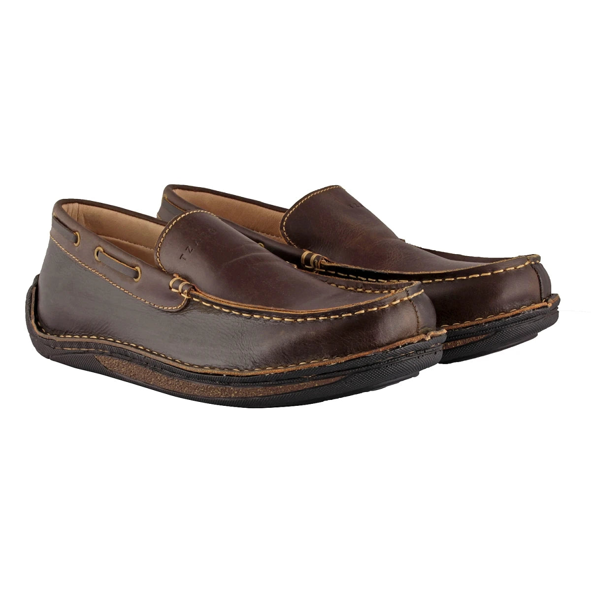 Pure Leather Brown & Black Stitch Down Boat Shoe - Bravia, DM5519BLOP