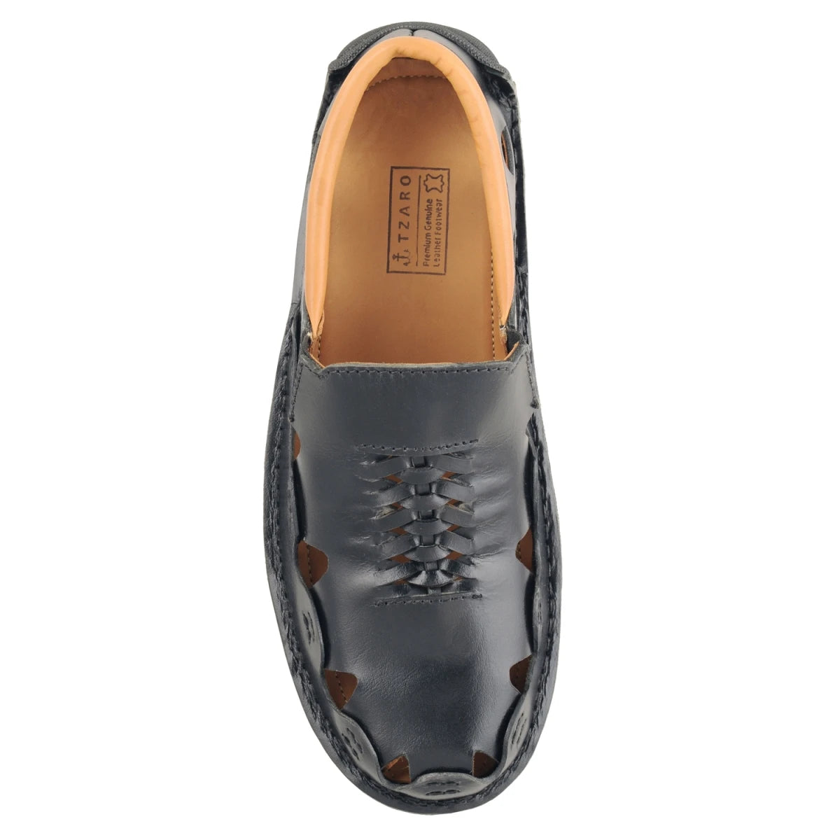 Pure Leather Black Sandal, with Driving Shoe Sole - Transformer, DMRONBLK25
