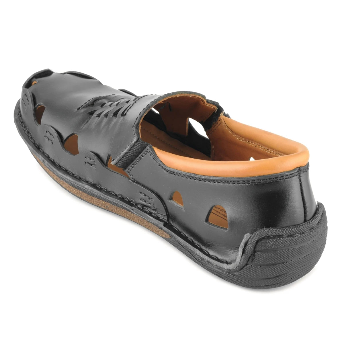 Pure Leather Black Sandal, with Driving Shoe Sole - Transformer, DMRONBLK25
