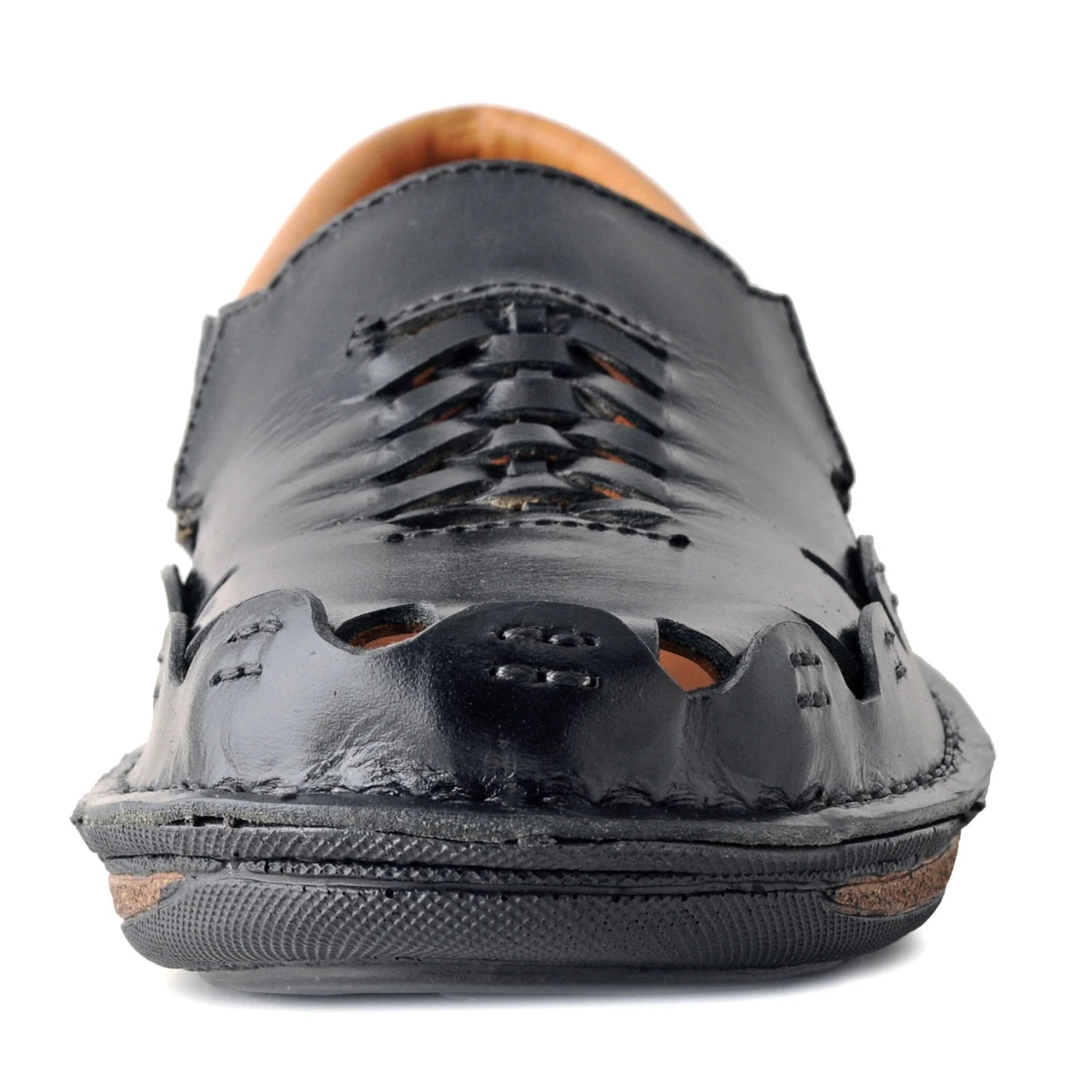 Pure Leather Black Sandal, with Driving Shoe Sole - Transformer, DMRONBLK25