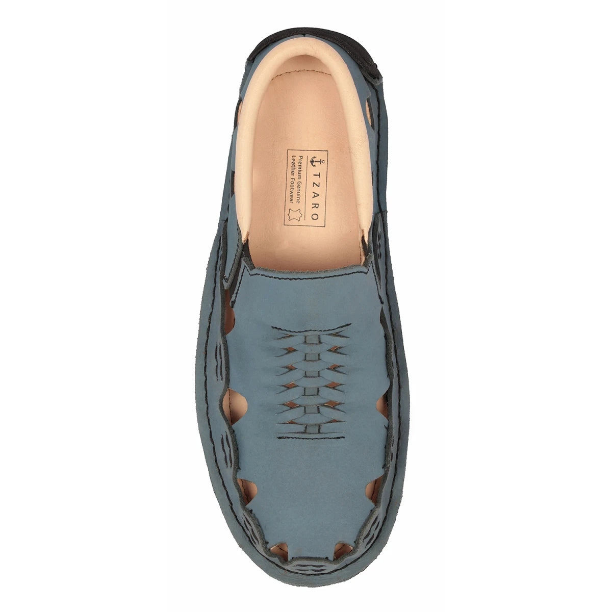 Pure Leather Blue Sandal, with Driving Shoe Sole - Transformer Blue, DMRONBLU26